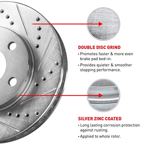 R1 Concepts Rear Brake Rotor Kit |Brake Rotors| Brake Disc |Drilled and Slotted||fits 2017-2023 Buick Enclave; Cadillac XT5, XT6; Chevrolet Blazer, Traverse; GMC Acadia