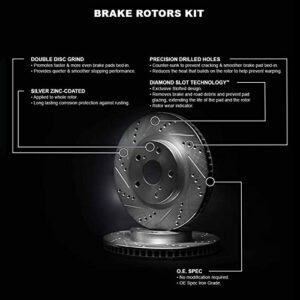 R1 Concepts Rear Brake Rotor Kit |Brake Rotors| Brake Disc |Drilled and Slotted||fits 2017-2023 Buick Enclave; Cadillac XT5, XT6; Chevrolet Blazer, Traverse; GMC Acadia