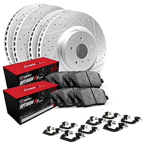 R1 Concepts Front Rear Brakes and Rotors Kit |Front Rear Brake Pads| Brake Rotors and Pads| Optimum OEp Brake Pads and Rotors |Hardware Kit WBUH2-48022