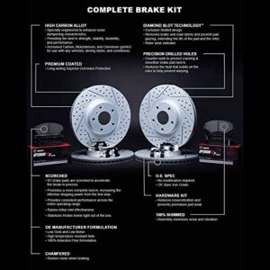 R1 Concepts Front Rear Brakes and Rotors Kit |Front Rear Brake Pads| Brake Rotors and Pads| Optimum OEp Brake Pads and Rotors |Hardware Kit WBUH2-48022