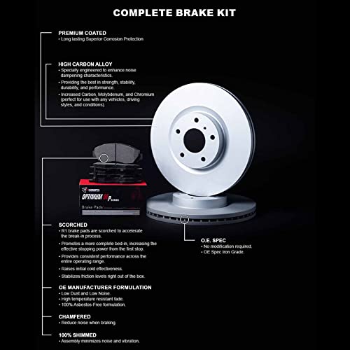 R1 Concepts Rear Brakes and Rotors Kit |Rear Brake Pads| Brake Rotors and Pads| Optimum OEp Brake Pads and Rotors|fits 2003-2005 Lincoln Aviator