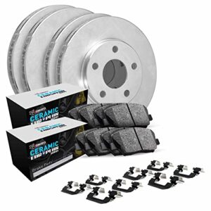 r1 concepts front rear brakes and rotors kit |front rear brake pads| brake rotors and pads| euro ceramic brake pads and rotors| hardware kit|fits 2015-2022 fiat 500x; jeep renegade