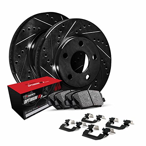 R1 Concepts Front Brakes and Rotors Kit |Front Brake Pads| Brake Rotors and Pads| Optimum OEp Brake Pads and Rotors |Hardware Kit|fits 2005-2021 Chrysler 300; Dodge Challenger, Charger, Magnum