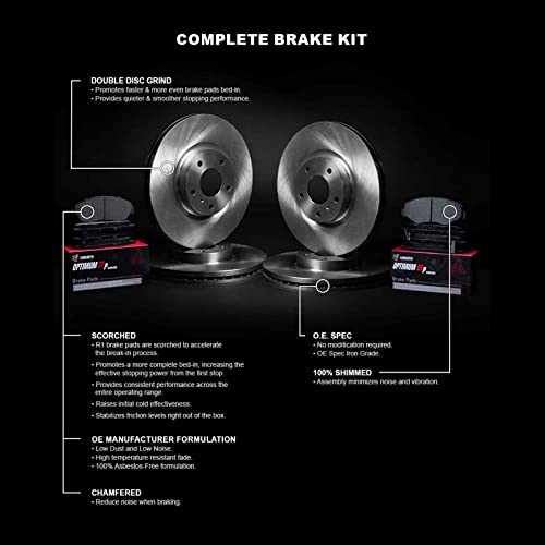 R1 Concepts Front Rear Brakes and Rotors Kit |Front Rear Brake Pads| Brake Rotors and Pads| Optimum OEp Brake Pads and Rotors|fits 2018-2022 Buick Encore; Chevrolet Trax