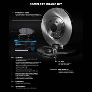 R1 Concepts Rear Brakes and Rotors Kit |Rear Brake Pads| Brake Rotors and Pads| Ceramic Brake Pads and Rotors |Hardware Kit|fits 2014-2022 Jeep Cherokee