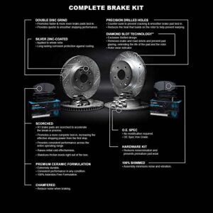R1 Concepts Front Rear Brakes and Rotors Kit |Front Rear Brake Pads| Brake Rotors and Pads| Ceramic Brake Pads and Rotors |Hardware Kit|fits 1993-2001 Acura Integra; Honda Civic