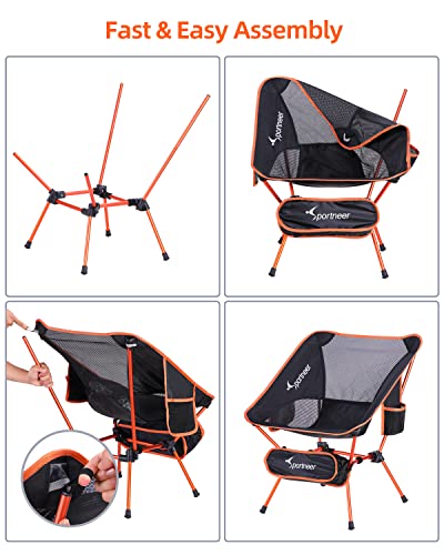 Sportneer Lightweight Portable Folding Camping Chair 2Pack Compact Beach Camp Chairs for Adults Foldable Backpacking Chair Outdoor Collapsible Chair for Camping Hiking Lawn Picnic Travel
