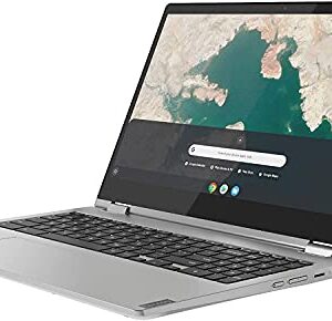 Lenovo Newest C340 15.6'' FHD Touchscreen 2-in-1 Chromebook Laptop, Intel i3 CPU(Up to 3.4GHz), 4GB RAM, 128GB Space(64GB eMMC+64GB MSD), USB-C, Wi-Fi, Bluetooth, Webcam, Chrome OS+JVQ MP Gray