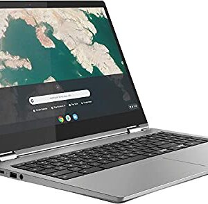 Lenovo Newest C340 15.6'' FHD Touchscreen 2-in-1 Chromebook Laptop, Intel i3 CPU(Up to 3.4GHz), 4GB RAM, 128GB Space(64GB eMMC+64GB MSD), USB-C, Wi-Fi, Bluetooth, Webcam, Chrome OS+JVQ MP Gray