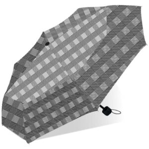 london fog mini rain umbrella, manual folding umbrella, windproof, lightweight and packable for travel, full 42 inch arc, houndstooth