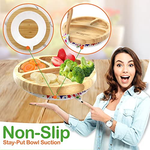 NutriChef Round Bamboo Baby Plate, Star Plate