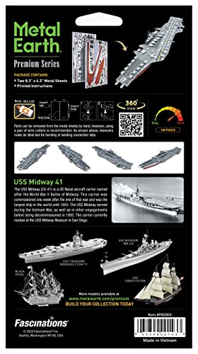 Metal Earth Premium Series USS Midway Aircraft Carrier 3D Metal Model Kit Fascinations