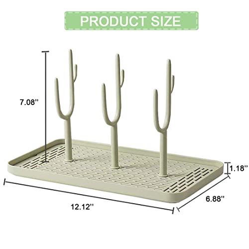 Baby Bottle Drying Rack with Tray Bottle Dryer Holder for Nipples, Cups, Pump Parts, Glass and Accessories (Green)