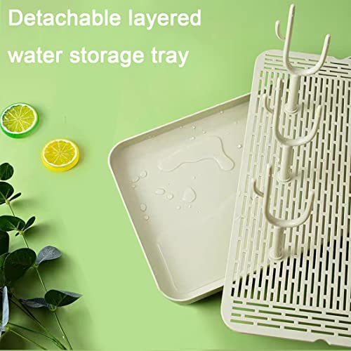 Baby Bottle Drying Rack with Tray Bottle Dryer Holder for Nipples, Cups, Pump Parts, Glass and Accessories (Green)