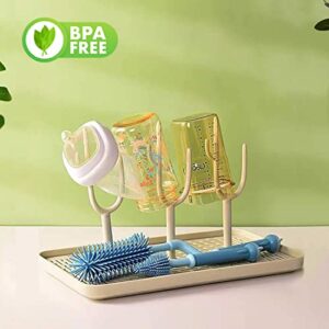 Baby Bottle Drying Rack with Tray Bottle Dryer Holder for Nipples, Cups, Pump Parts, Glass and Accessories (Green)