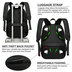 Travel Laptop Backpack for Men, College Bookbag for Men, 15.6 Inch Casual Back Pack with USB Charging Port, Water Resistant Anti Theft Business Work Bag, Computer Backpack Casual Daypack, Black