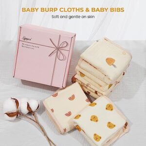 Muslin Burp Cloths for Baby Premium Cotton Burping Rags for Newborn Ultra Soft Muslin Washcloths Large 20 x 10 Inch Burping Cloth 6 Thicken Absorbent Layers Muslin Face Towels for Baby (6 Pack)