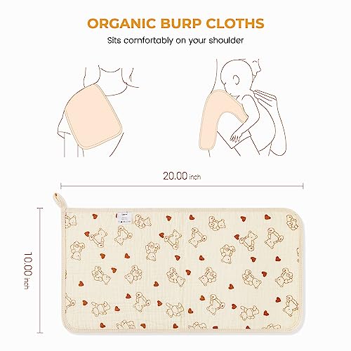 Muslin Burp Cloths for Baby Premium Cotton Burping Rags for Newborn Ultra Soft Muslin Washcloths Large 20 x 10 Inch Burping Cloth 6 Thicken Absorbent Layers Muslin Face Towels for Baby (6 Pack)