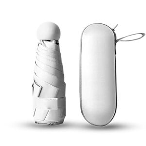 cloudia small mini umbrella with case compact design for travel lightweight portable outdoor sun and rain umbrellas (white)