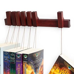 Ash Harbor Floating Wall Bookshelf - Wall Mounted Book Organizer with Included Bookmarks - Hardwood Hanging Bookshelf for Bedroom, Living Room, or Kitchen - A Thoughtful Gift for Book Lovers (Dark)