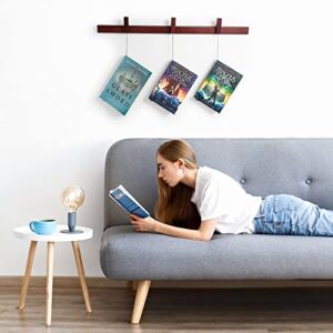 Ash Harbor Floating Wall Bookshelf - Wall Mounted Book Organizer with Included Bookmarks - Hardwood Hanging Bookshelf for Bedroom, Living Room, or Kitchen - A Thoughtful Gift for Book Lovers (Dark)