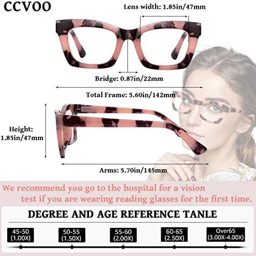 CCVOO 6 Pack Oprah Style Reading Glasses for Women Blue Light Blocking Computer Square Readers with Spring Hinge Men (A1 Mix, 2.0)