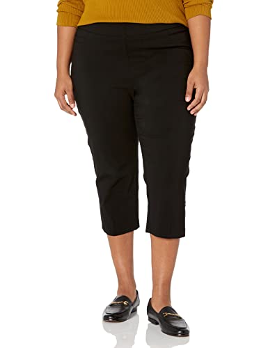 Briggs New York Womens Plus-Size Pull On Capri Pocket Casual Pants, Black, 22 Plus