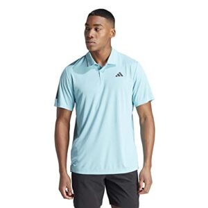 adidas men's club 3-stripes tennis polo shirt, light aqua, medium