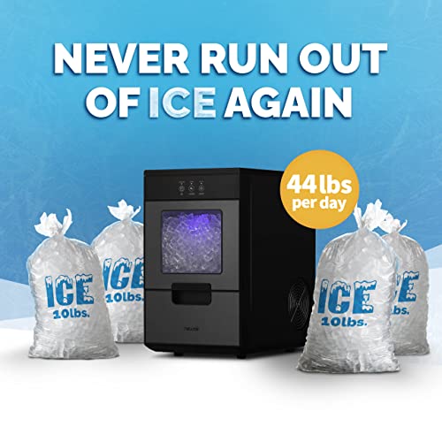 NewAir 24'' Beverage Refrigerator Cooler - 177 Can Capacity Mini Fridge - Black Stainless Steal & 44lb. Nugget Countertop Ice Maker with Self-Cleaning Function, Refillable Water Tank