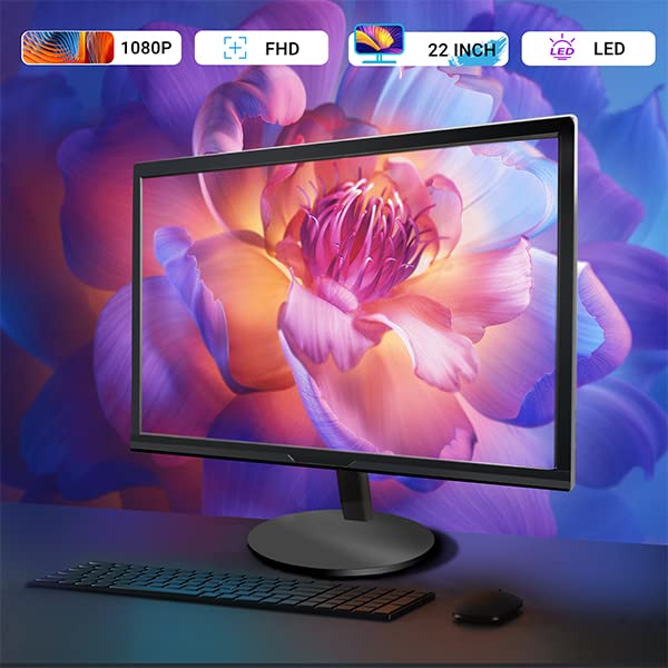 Dell PC Black Treasure Box RGB Desktop Quad Core I5 up to 3.6G, 16G, 512G SSD, WiFi, BT, RGB Keyboard & Mouse, DVD, New 22" 1080P FHD LED, RGB Sound Bar, Webcam, Win 10 Pro(Renewed)