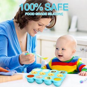 6 Pack Baby Food Storage Container 12 Cup Silicone Baby Food Freezer Tray with Lid Reusable Stackable Silicone Baby Food Freezer Tray for Baby Food Vegetable Fruit Puree and Breast Milk