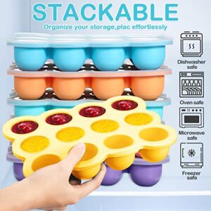 6 Pack Baby Food Storage Container 12 Cup Silicone Baby Food Freezer Tray with Lid Reusable Stackable Silicone Baby Food Freezer Tray for Baby Food Vegetable Fruit Puree and Breast Milk