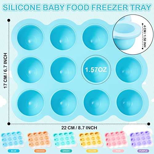 6 Pack Baby Food Storage Container 12 Cup Silicone Baby Food Freezer Tray with Lid Reusable Stackable Silicone Baby Food Freezer Tray for Baby Food Vegetable Fruit Puree and Breast Milk