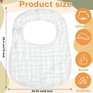 30 Pack White Muslin Baby Bib for Boy Girl Adjustable Muslin Baby Drool Bibs Soft Snap Muslin Bibs for Newborn Infant Drooling Eating Feeding