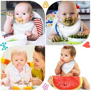 30 Pcs Muslin Baby Bibs White Bandana Drool Unisex Girls Boys Triangle Bibs Soft Absorbent Solid Colors Adjustable Newborn Bibs Set for Baby Infants Toddlers Teething Drooling Feeding