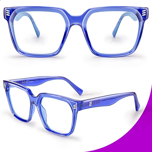 VISOONE Rectangle TR90 Blue Light Blocking Glasses Computer Glasses with Preppy Look for Women and Men Cougar