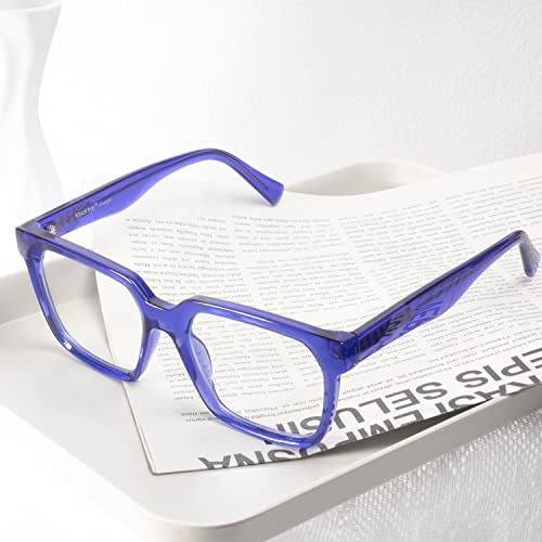 VISOONE Rectangle TR90 Blue Light Blocking Glasses Computer Glasses with Preppy Look for Women and Men Cougar