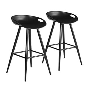homy casa inc set of 2 modern simple bar stools,32.3" counter height bar stools bar chair with low backrest&footrest for home bar kitchen dining room living room pub, black