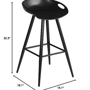 Homy Casa Inc Set of 2 Modern Simple Bar Stools,32.3" Counter Height Bar Stools Bar Chair with Low Backrest&Footrest for Home Bar Kitchen Dining Room Living Room Pub, Black