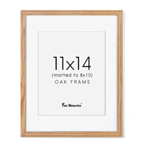 11x14 picture frame, 11 x 14 solid oak wood picture frame with real glass, 11"x14" wood frames for wall display 8x10 picture with mat or 11x14 picture without mat, 11x14 poster frame art frame