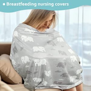 Nursing Pillow Covers & Car Seat Cover, Multi-use Nursing Cover for Breastfeeding, Elephant