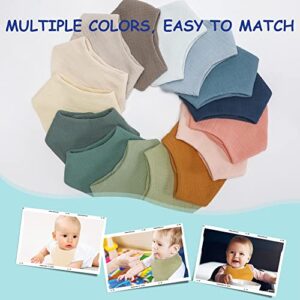 KISREL Bibs 15 Pack, Baby Bibs for Girls and Boys, Muslin Bibs 100% Cotton for Baby Boy and Baby Girl, 15 Solid Colors Drool Bibs for Teething and Drooling