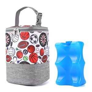 trendplay insulated baby bottle bag cooler insulated tote bag with ice pack, portable bottle warmer storage organizer for 4 bottles, for travel stroller caddy