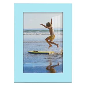 renditions gallery 5x7 inch picture frame high-end modern style, made of solid wood and high definition glass ready for wall and tabletop photo display, blue frame