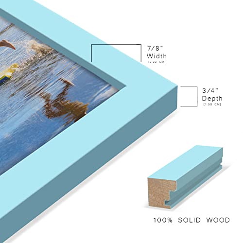 Renditions Gallery 5x7 inch Picture Frame High-end Modern Style, Made of Solid Wood and High Definition Glass Ready for Wall and Tabletop Photo Display, Blue Frame