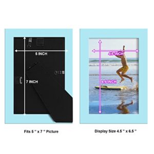 Renditions Gallery 5x7 inch Picture Frame High-end Modern Style, Made of Solid Wood and High Definition Glass Ready for Wall and Tabletop Photo Display, Blue Frame