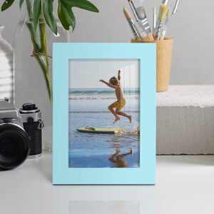 Renditions Gallery 5x7 inch Picture Frame High-end Modern Style, Made of Solid Wood and High Definition Glass Ready for Wall and Tabletop Photo Display, Blue Frame