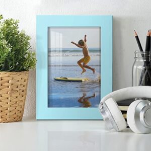Renditions Gallery 5x7 inch Picture Frame High-end Modern Style, Made of Solid Wood and High Definition Glass Ready for Wall and Tabletop Photo Display, Blue Frame