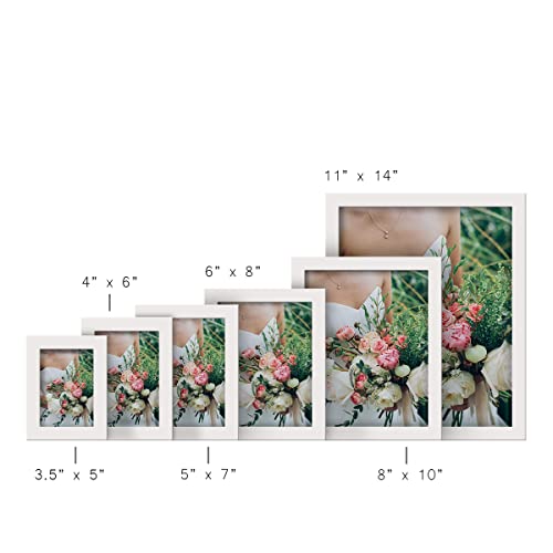 Renditions Gallery 5x7 inch Picture Frame High-end Modern Style, Made of Solid Wood and High Definition Glass Ready for Wall and Tabletop Photo Display, White Frame