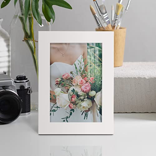 Renditions Gallery 5x7 inch Picture Frame High-end Modern Style, Made of Solid Wood and High Definition Glass Ready for Wall and Tabletop Photo Display, White Frame